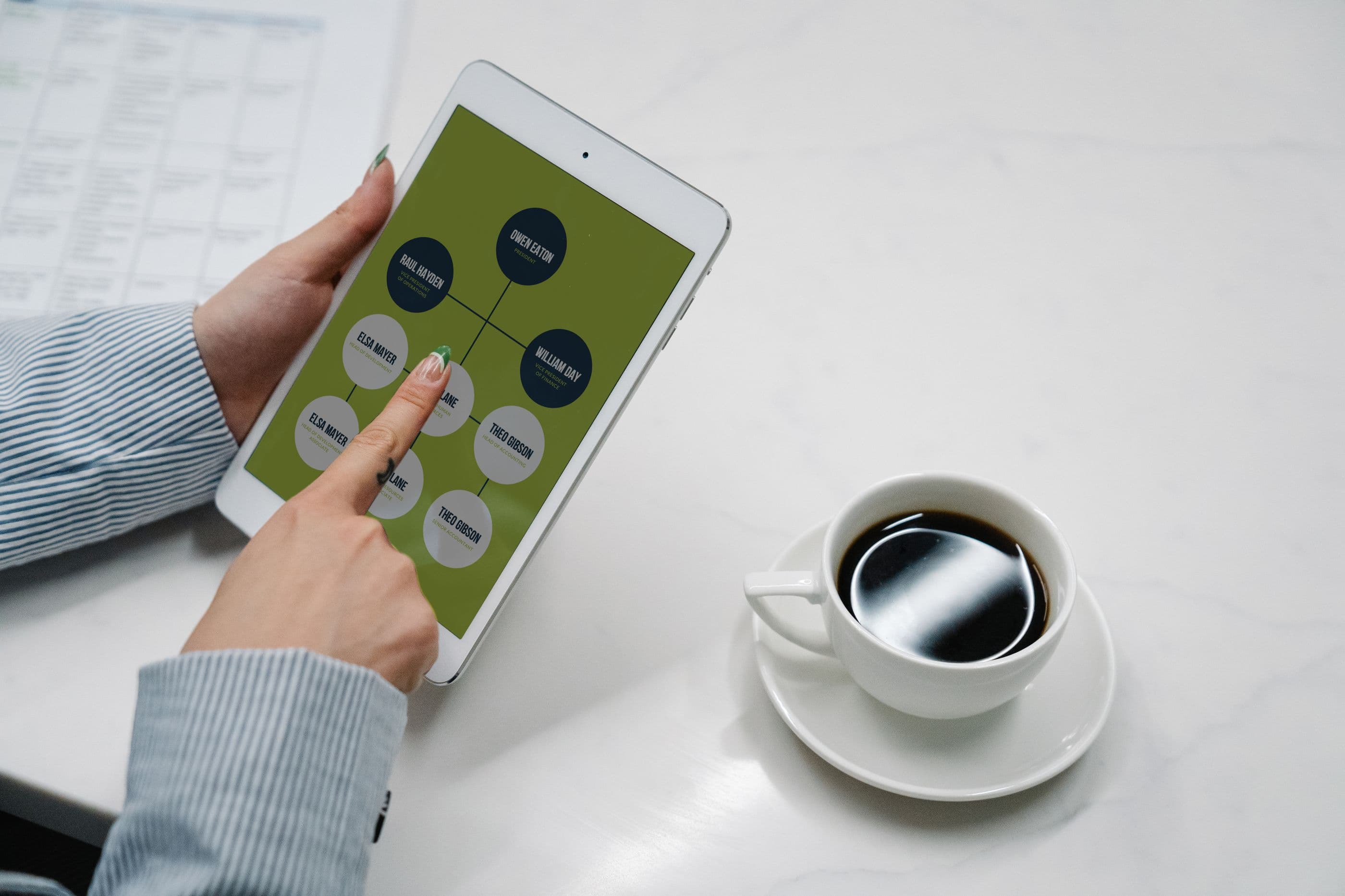 Reviewing a family tree with ORIS AI on a tablet